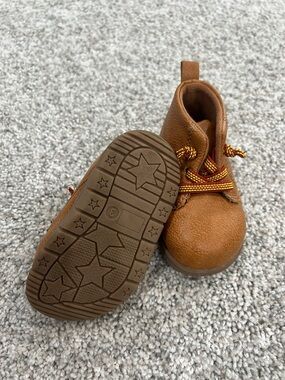 Carter's Tan Brown Lace-Up Kids Boots with Yellow-Red Laces